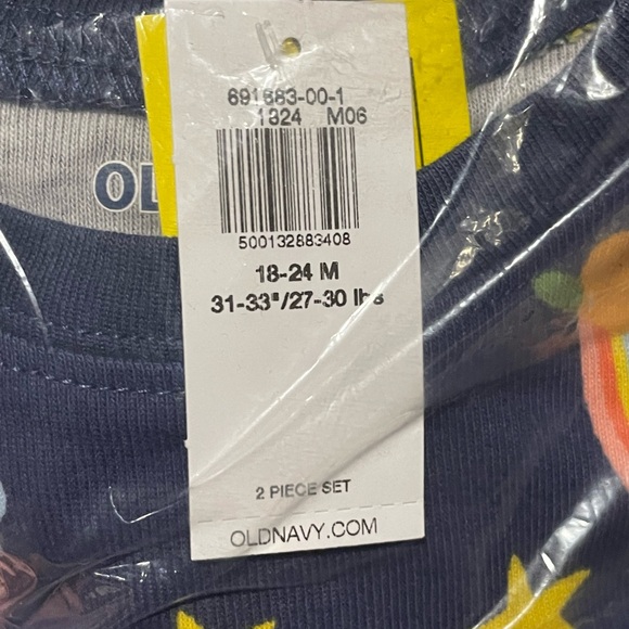 🆕 2PC Set Old Navy Kids Baby Toddler Girl's Printed Snug-Fit Pajama Set 18-24M - Picture 7 of 10